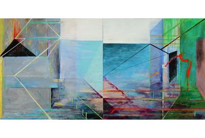 Richard Stout, A Day at Rollover Bay, 2015, acrylic on canvas, 30x60 inches