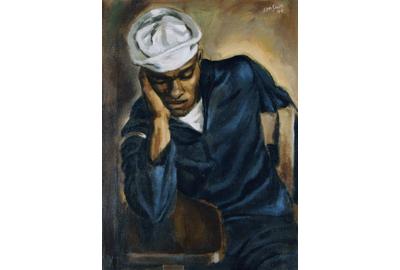 Hughie Lee-Smith, Navy Sailor, 1944, oil on canvas, 24 x 18 inches, courtesy Arthur Primas Collection