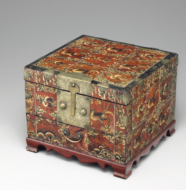 A Reverse-Painted Oxhorn-Applied Accessory Box (Hwagak haem) Joseon dynasty (19th century) Estimate: $60,000-70,000 