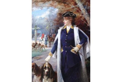 Portrait of Sarah Bernhardt Hunting with Hounds by Louise Abbéma 