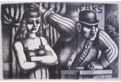 Abe Blashko, Sideshow, 1939, lithograph