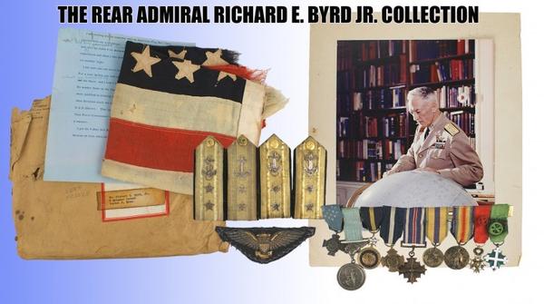 Headlining the auction are the personal possessions of Rear Admiral Richard E.  Byrd (1888-1957), the legendary American Naval hero, polar explorer and Medal of Honor recipient.  