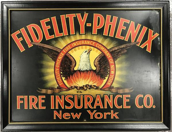 Advertising signs will include this antique Fidelity Phenix Fire Insurance Company sign and many other rare and beautiful signs from the period.