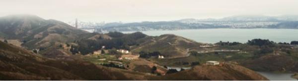 Aerial view of Headlands Center for the Arts, within the Marin Headlands just north of San Francisco.  Photo by David Elliott.