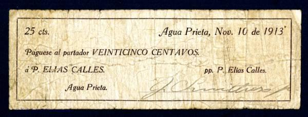 This Mexican scrip note from Agua Prieta, dated 1913, sold for $4,130 at a March 11 auction.