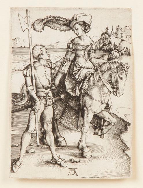 This fine, early impression engraving by Albrecht Durer (Germ., 1471-1528), titled Young Lady on Horseback, will be sold Sept.  26-27.