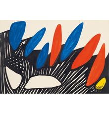 Alexander Calder.  Dolmens, 1971.  Gouache and ink on paper.  29 1/2 x 43 1/8 in.  (74.9 x 109.5 cm).  © 2020 Calder Foundation, New York / Artists Rights Society (ARS), New York.  Courtesy of Zeit Contemporary Art, New York