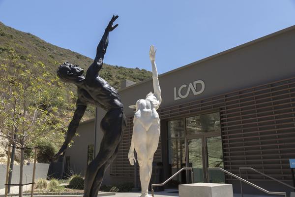 Richard MacDonald’s powerful heroic male and female suite of sculptures, Allongé is also displayed at LCAD’s East Campus.  