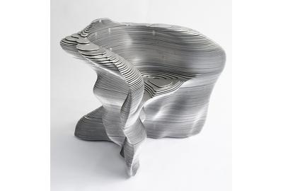 Mathias Bengtsson Danish, b.  1971 "Slice" chair, designed 1999 Aluminum; 29 1/2 x 35 x 29 in.  Milwaukee Art Museum, Gift of Friends of Art, M2011.11 Photo Courtesy of Industry Gallery 