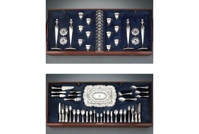 This incredible American Silver Dining Service for 12 boasts works crafted by Reed & Barton and Redlich & Co.