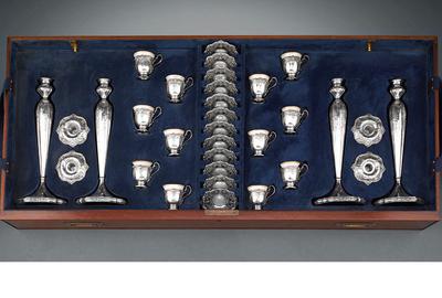 This incredible American Silver Dining Service for 12 boasts works crafted by Reed & Barton and Redlich & Co.