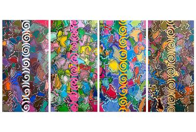 Amaranth Ehrenhalt, Four Seasons, November 2015, Acrylic on Wood, 6 x 3 ft each panel