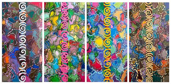 Amaranth Ehrenhalt, Four Seasons, November 2015, Acrylic on Wood, 6 x 3 ft each panel