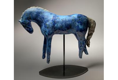 Amy Laugesen, "Show Pony," Ceramic on Steel Base, 9.50 x 8.50 x 3 in