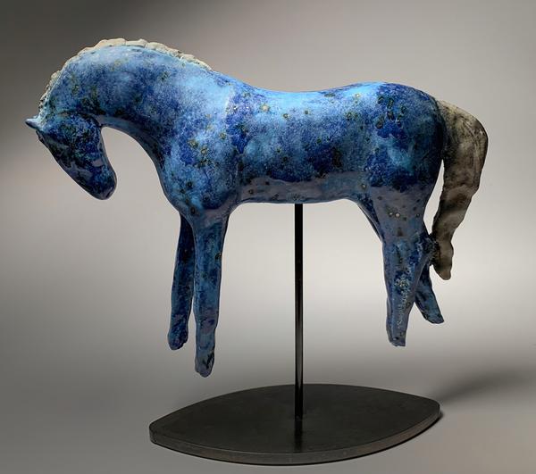 Amy Laugesen, "Show Pony," Ceramic on Steel Base, 9.50 x 8.50 x 3 in