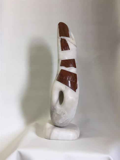 Ana Riesser, A Change of Skin, White Alabaster, Shihuahuaco Wood, 29.5'' x 9'' x 7.5''