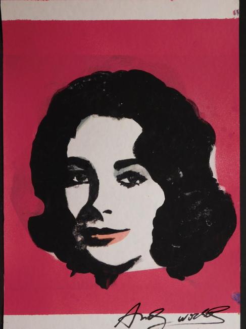 Mixed media painting on paper of the late screen legend Elizabeth Taylor, attributed to Andy Warhol (est.  $80,000-$100,000).