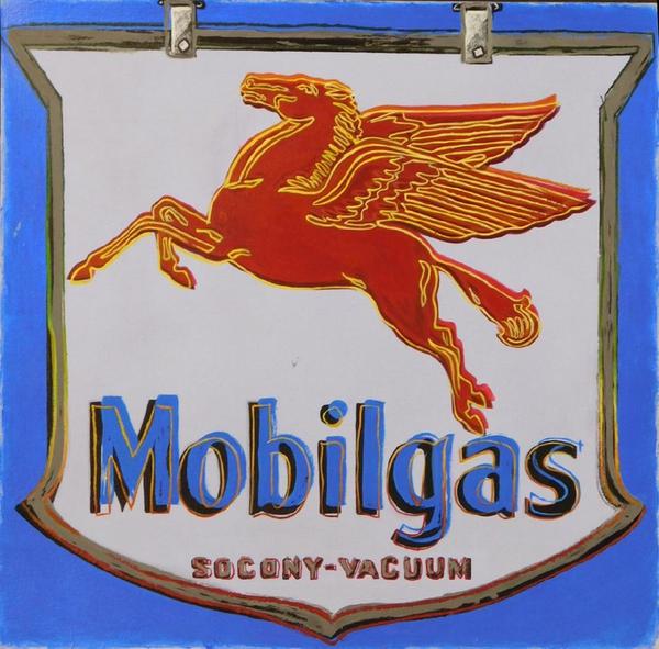 Acrylic paint on heavy weight paper attributed to Andy Warhol (Am., 1928-1987), a stylized rendering of the iconic Mobilgas logo (est.  $30,000-$50,000)