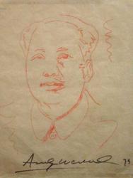 Andy Warhol will make multiple appearances in the auction, including this crayon sketch on thin tan paper of Chinese leader Chairman Mao (1975), a signed attribution (est.  $80,000-$120,000).