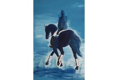 Anna Weichert, Rider in Blue,Oil on Canvas, 47.5'' x 31.5''