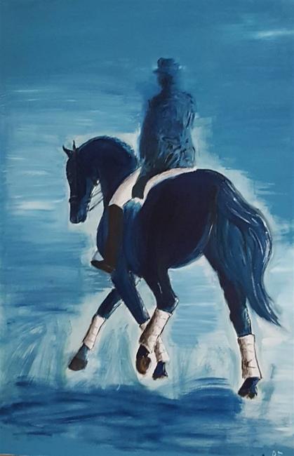 Anna Weichert, Rider in Blue,Oil on Canvas, 47.5'' x 31.5''