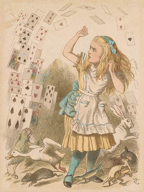 John Tenniel (1820–1914) Nothing but a pack of cards! Hand-colored proof, ca.  1889 The Morgan Library & Museum, New York.  Gift of Arthur A.  Houghton, Jr., 1987, 2005.203.  Photography by Steven H.  Crossot, 2014.