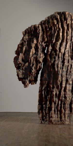 Ursula von Rydingsvard, For Natasha, 2015; Cedar and graphite, 9 ft.  1 in.  x 6 ft.  7 in.  x 3 ft.  6 in.; © Ursula von Rydingsvard, Courtesy of Galerie Lelong & Co.; Photo by Michael Bodycomb