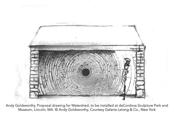 Andy Goldsworthy, Proposal drawing for Watershed, to be installed at deCordova Sculpture Park and Museum, Lincoln, MA.  © Andy Goldsworthy, Courtesy Galerie Lelong & Co., New York 