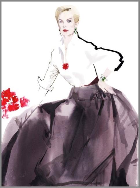 Illustration by David Downton, 2012.  Image courtesy of the artist.  