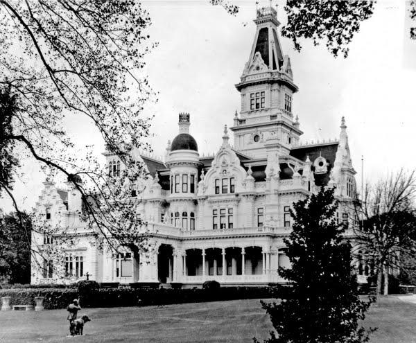 This historic photo, taken in 1900, captures the elaborate magnificence of James C.  Flood’s Menlo Park estate he named Linden Towers.