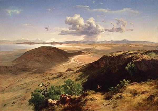 José María Velasco (1840–1912), Valle de México (The Valley of Mexico), 1877, oil on canvas, 63 3/16 × 90 7/16 in.  Museo Nacional de Arte, INBA, Mexico City, SIGROPAM 24433.  Reproduction authorized by the National Institute of Fine Arts and Literature, 2016.  