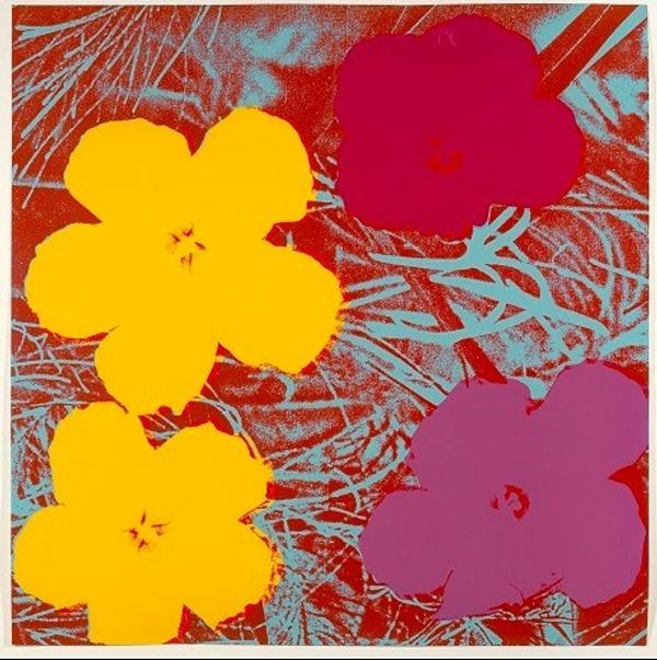 © 2017 The Andy Warhol Foundation for the Visual Arts, Inc.  / Artists Rights Society (ARS), New York.  Andy Warhol (American, 1928-1987) Flowers, c.1967 Color silkscreen on paper 36 1/16 x 36 in.  (91.6 x 91.5 cm) Williams College Museum of Art, Williamstown, MA: Gift of Tennyson and Fern Schad, Class of 1952 (84.17.1) 