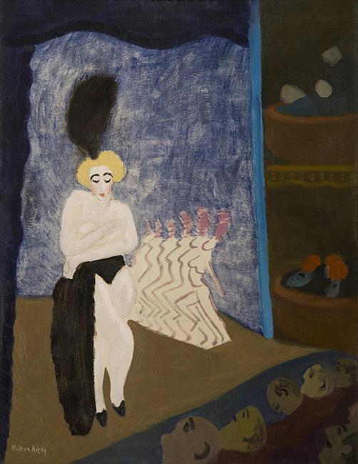 Milton Avery (1885–1965), Burlesque, 1936, oil on canvas, 36 × 28.  The Huntington Library, Art Collections, and Botanical Gardens.  © 2015 The Milton Avery Trust / Artists Rights Society (ARS), New York.