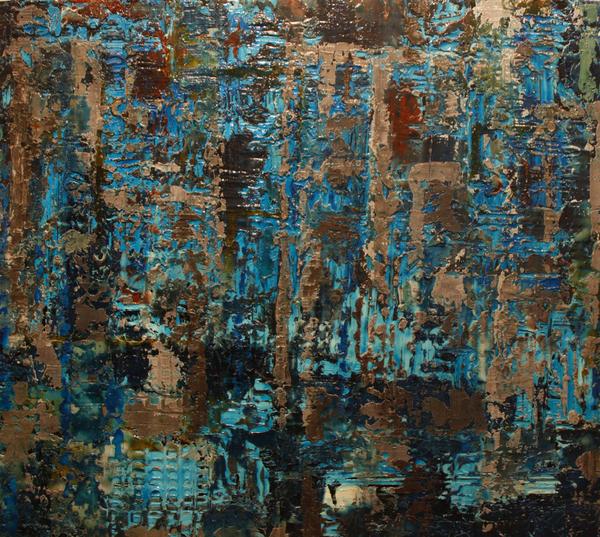 Jonathan Chanduvi, February Rain, 2012.  Plaster and lacquer on wood 41.5” x 47.5”.