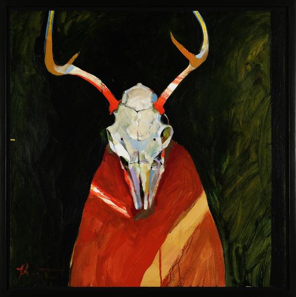 Rick Bartow, Deer Spirit for Frank LaPena, 1999, Acrylic on panel, 24 x 24 in., private collection © Rick Bartow