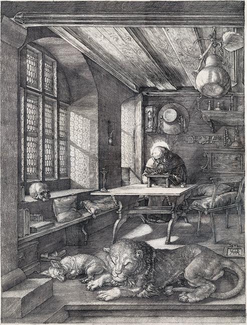 Lot 160 Albrecht Dürer, St.  Jerome in his Study, engraving, 1514.  Estimate $120,000 to $180,000.  