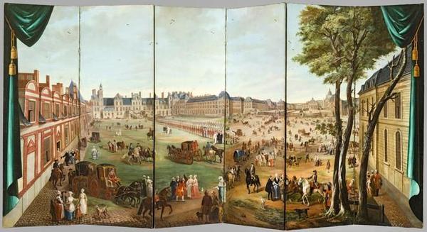 An 18th-century folding screen by Charles Cozette, in the exhibition 'Visitors to Versailles' at the Met.