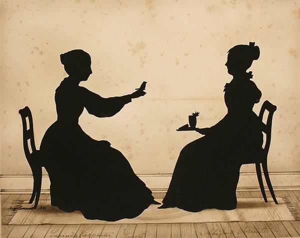 Lucinda Carpenter, Tweeter and Abigail Forrester, 1841, cut paper silhouette, Auguste Edouart, born Dunquerque, France 1789, died Guines, France 1861, Museum purchase 2010.124.2