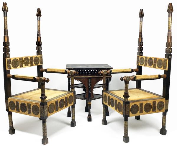 Some of the Carlo Bugatti furniture to be auctioned