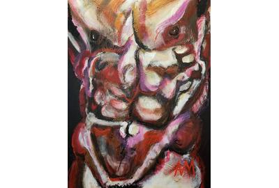 Ashley Morgan, Torso on Deep Purple, Acrylic on Canvas, 40'' x 30''