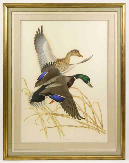 Two paintings of ducks in flight by Athos Menaboni, including this one shown, sold for $10,000 and $9,000 at Ahlers & Ogletree's Feb.  8 Winter Estates Auction.