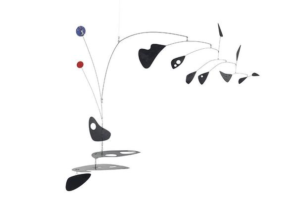 Alexander Calder, Vertical out of Horizontal, hanging mobile—painted sheet metal and wire.  Executed in 1948.  Estimate: $2,000,000–3,000,000.  