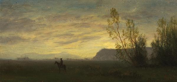 Albert Bierstadt (American, born Germany, 1830–1902), Indian on Horseback, ca.  1870-80, oil on canvas, Gift of Norm W.  Waitt, Jr.