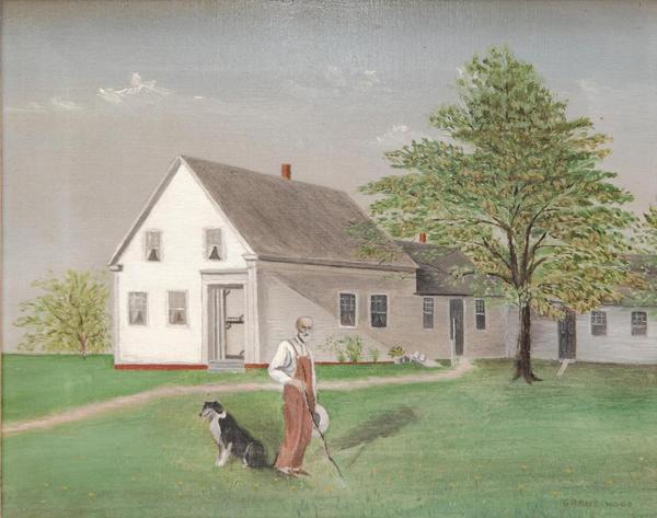 Original oil on canvas landscape scene by iconic American artist Grant Wood (1891-1942).