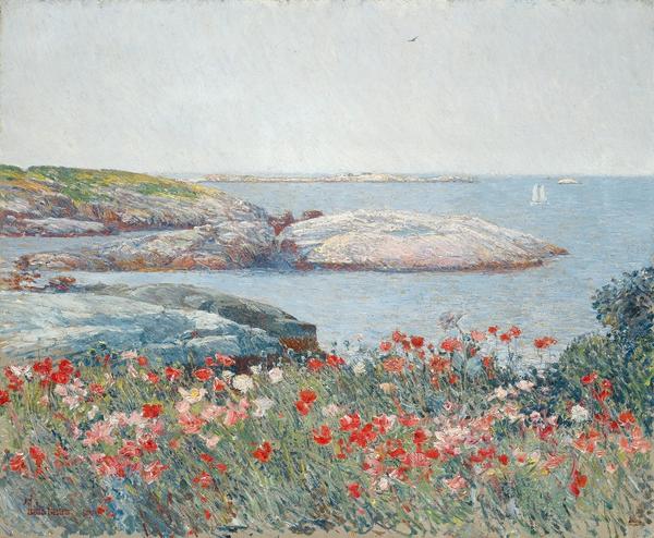 Childe Hassam, Poppies, Isles of Shoals, 1891.  Oil on canvas.  19 3/4 × 24 in.  (50.2 × 61 cm).  National Gallery of Art, Washington, Gift of Margaret and Raymond Horowitz, 1997.135.  Image courtesy National Gallery of Art