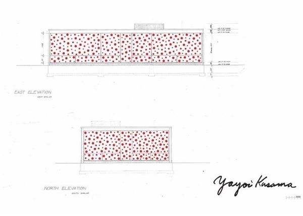 Dots Obsession rendering design.  Courtesy the Glass House and KUSAMA Studio.