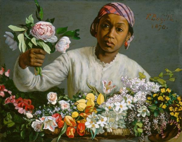 Frédéric Bazille, Young Woman with Peonies, 1870.  Oil on canvas, 23-5/8 × 29-9/16 in.  (60 × 75 cm).  National Gallery of Art, Washington, D.C., Collection of Mr.  and Mrs.  Paul Mellon.  Image courtesy National Gallery of Art, Washington, D.C.