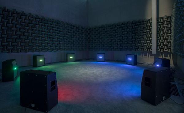 Haroon Mirza: A C I D G E S T, Pérez Art Museum Miami, 2017-18.  Photograph by Oriol Tarridas