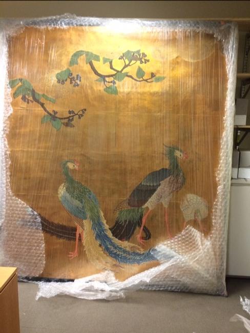 Panel from painted sliding doors (fusuma) attributed to Japanese artist Hashimoto Gaho (1835-1908)