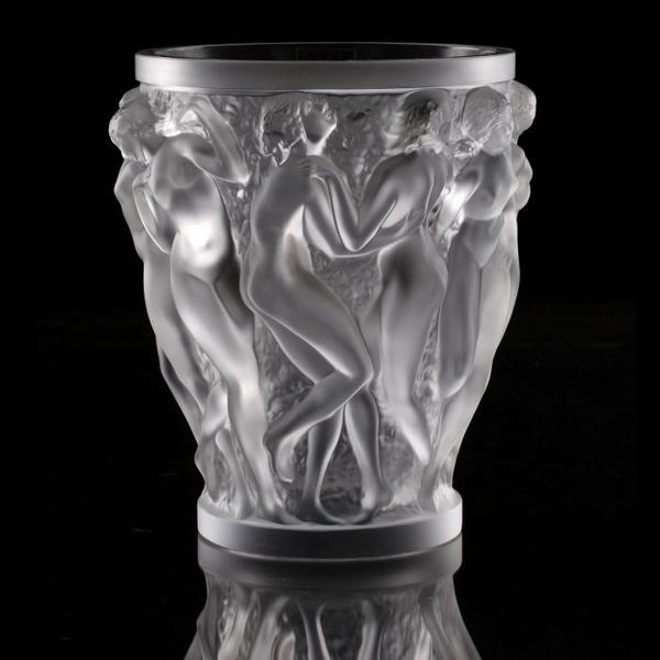 Lot 2 A Lalique Frosted Glass Bacchantes Vase, 20th Century, Signed Lalique France.  Dimensions: h: 9 1/2 x dia: 8 1/4 in..  Estimate $ 1,800-2,000 